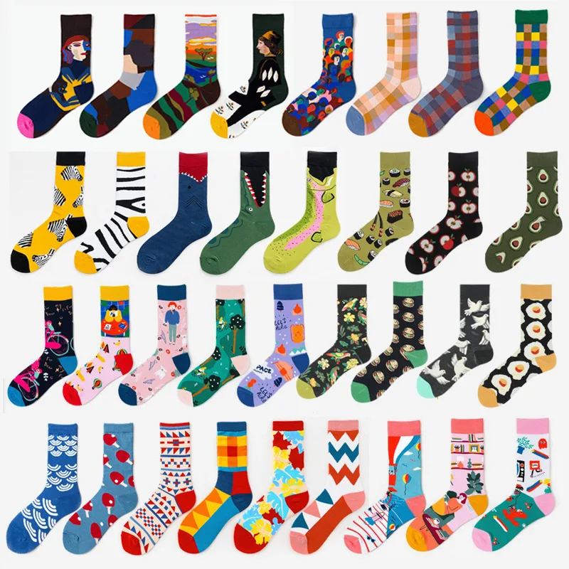 

New cotton socks high-quality men's and women's British style casual Harajuku fashion novelty literary couple sexy socks