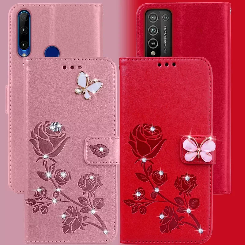 

Shiny Rose Leather Case for Huawei P50 P40 Lite E 5G P30 P20 Pro Lite P10 P9 P8 Lite 2017 Mate 20 Pro 10 Lite Flip Case Cover