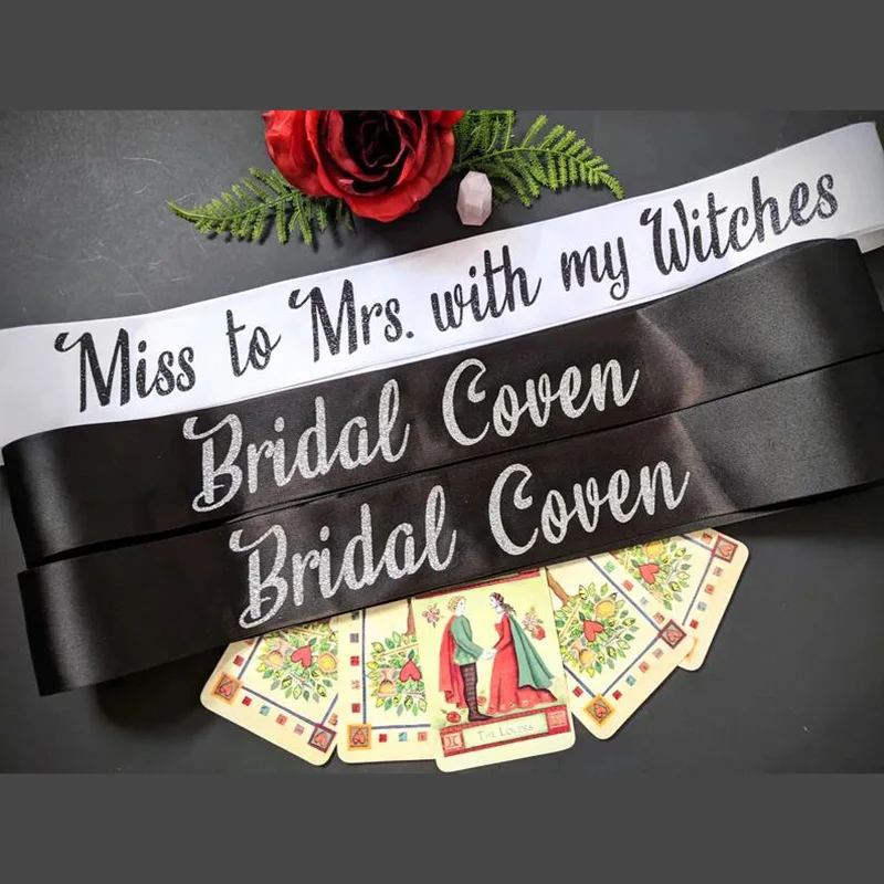 Miss to Mrs with my Witches Bride's Coven sash fall Bachelorette hen Party Bridal Shower bride to be decoration Bridesmaids gift