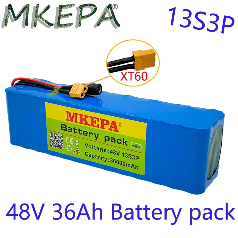 

13S3PHigh capacity 48v battery 48v 36Ah 1000w 13S3P Lithium ion Battery Pack For 54.6v E-bike Electric bicycle Scooter with BMS