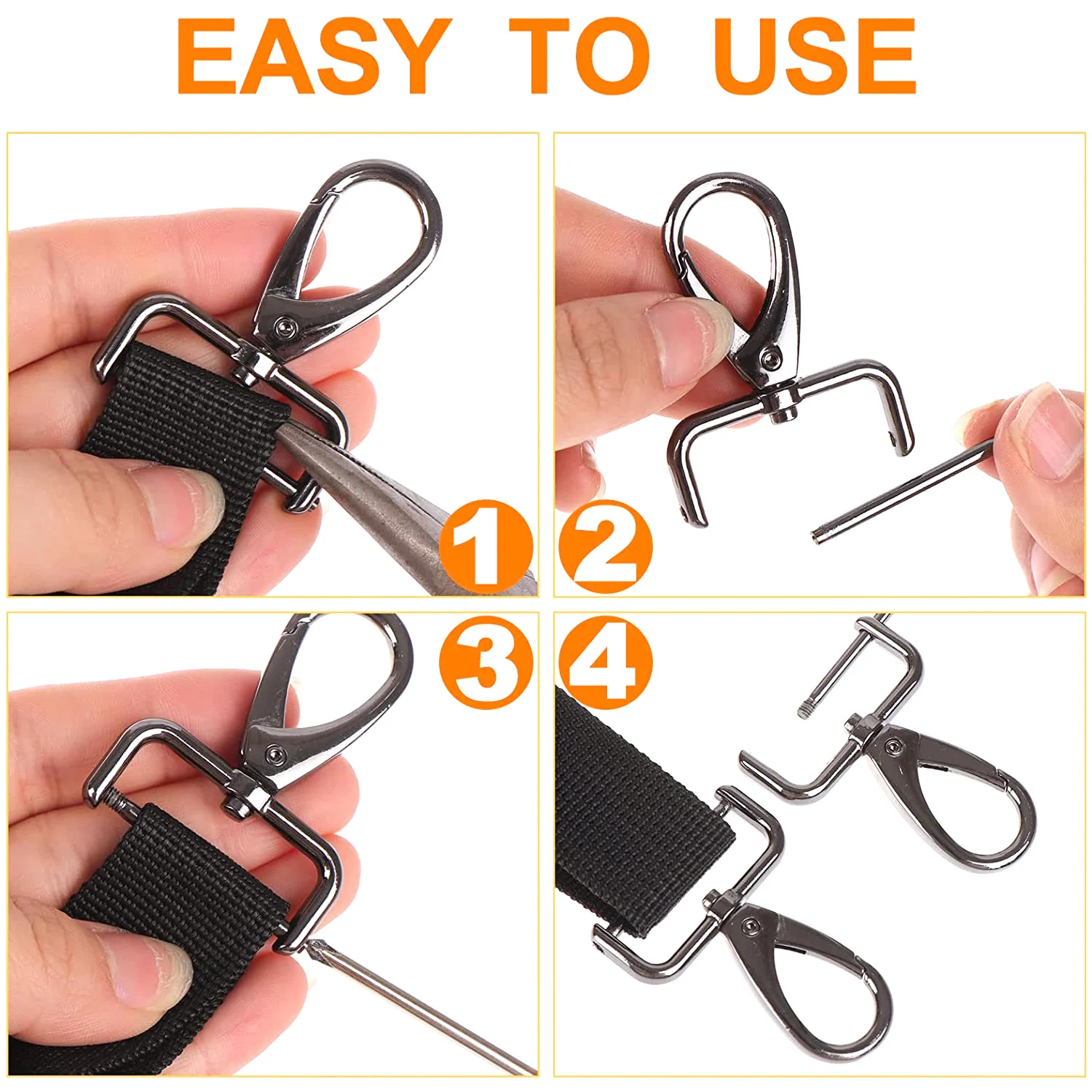 Застежка-карабин для кожевенного ремесла D-образные кольца 2 шт.