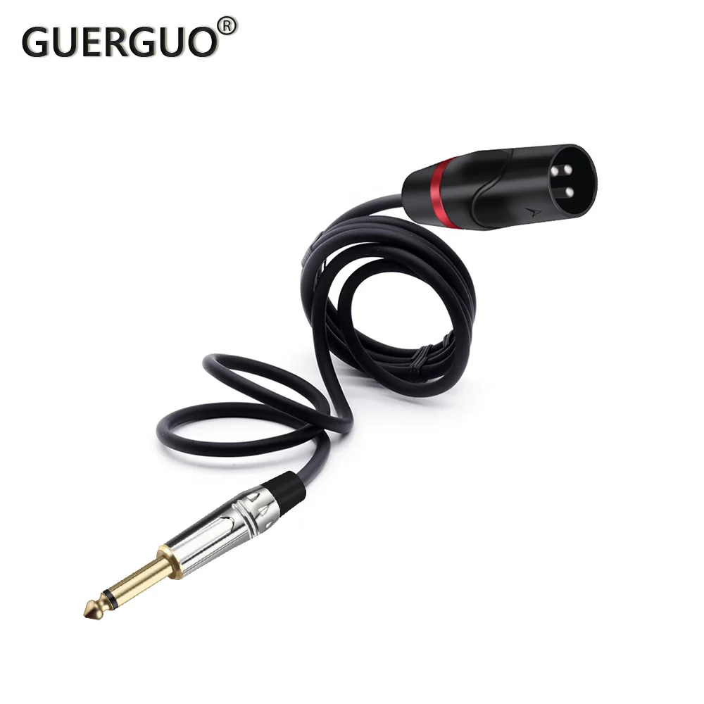 

Позолоченный моно-разъем 6,35 мм, штекер к штекеру XLR, 3 контакта, сбалансированный кабель для соединения микрофона, четверть дюйма к шнуру XLR д...