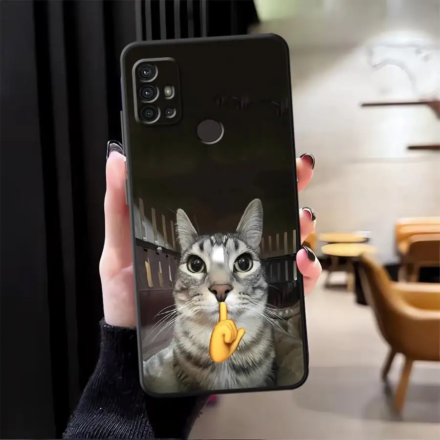 Фото Забавный милый чехол с изображением кота для Motorola Moto G71 Edge 20 Pro 30 Lite G60s G22 Edge40 G32 G52 G50 G53 G30 G51 G73, чехол для телефона №4