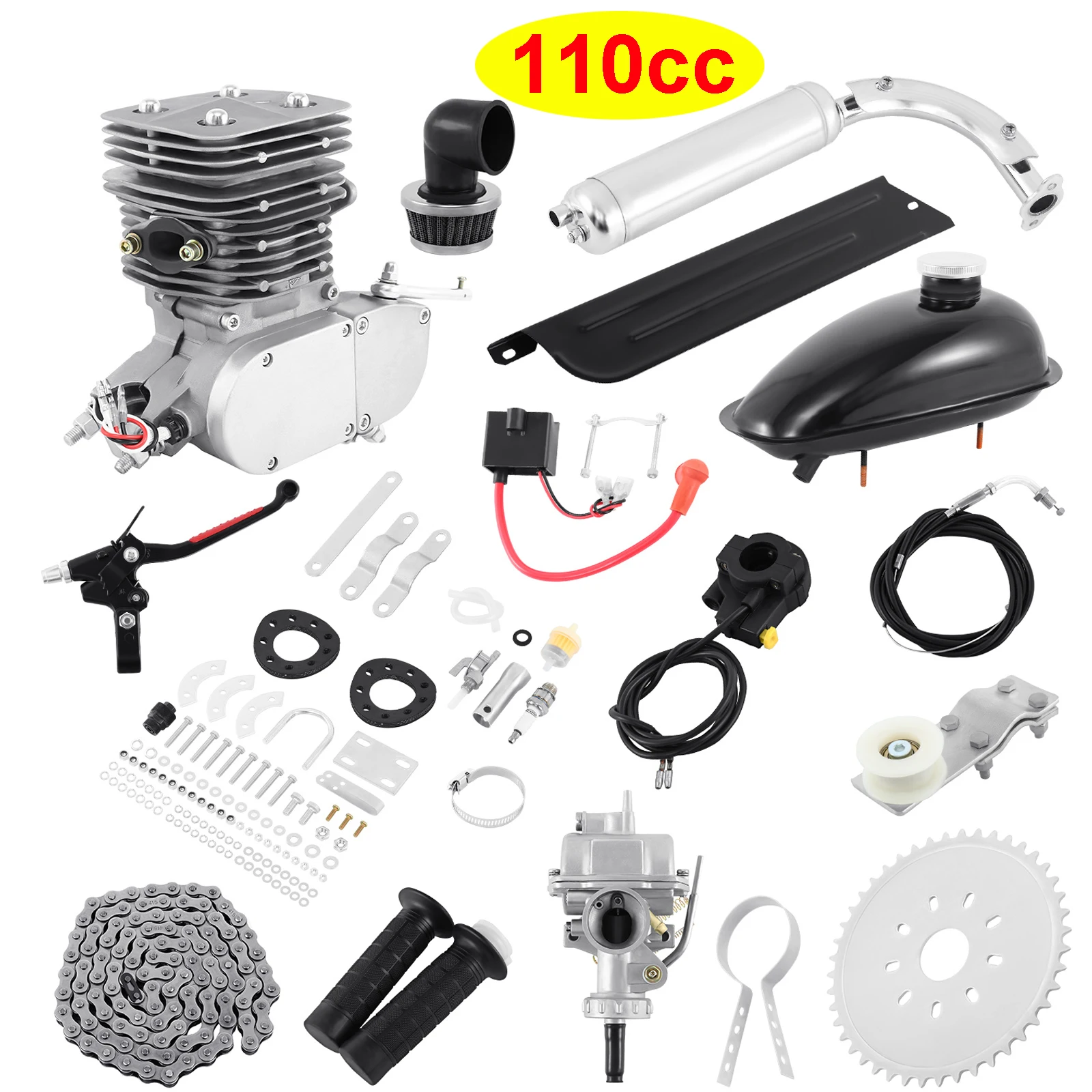 

110cc 2-тактная фотовспышка для моторизованного велосипеда, горного велосипеда, газовый, серебряный