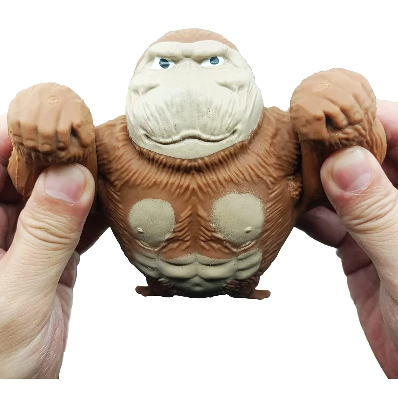 Stretch Gorilla Figure Toys Funny Brown Monkey Squishy Sensory Squeeze Toy Stress Reliever Figure for Kids & Adults Anxiety Gift enlarge