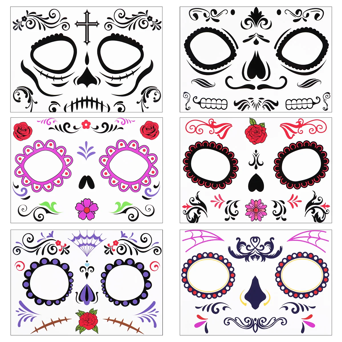 

Facetattoos Stickers Temporaryskeletondecorations Sticker Funny Adultskids