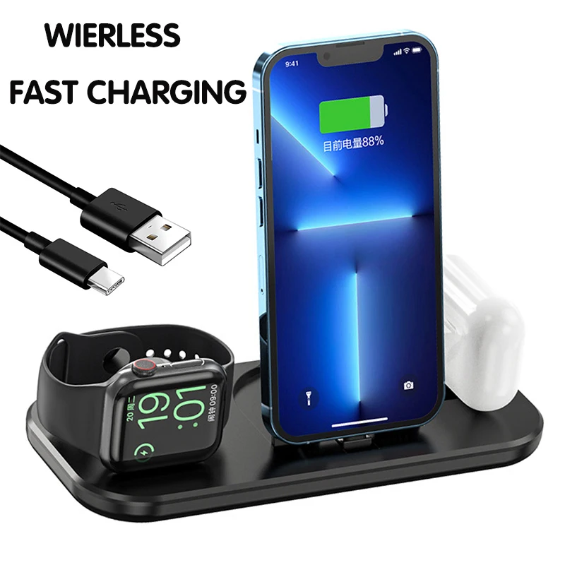 

15W Wireless Charger Stand For IPhone 13 11 12Pro Max Apple Watch 3 In 1 Qi Fast Charging Dock Station for Airpods Pro IWatch