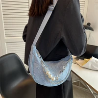 quality fashion bag women 2022 summer new trend all match canvas bag messenger simple luxury design chain shoulder dumpling bag