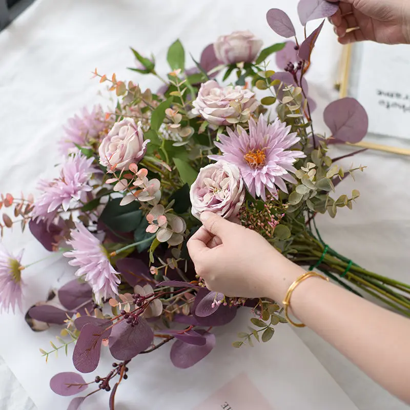 Скандинавский искусственный роскошный букет розы Цветочный набор для гостиной