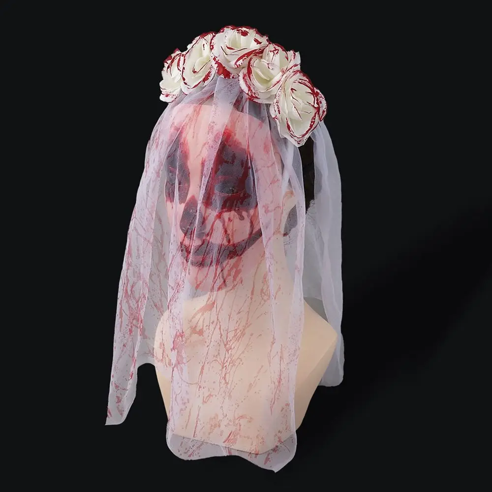 Повязка на голову с цветком розы Хэллоуин маска реквизит для вечеринки кровью