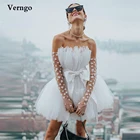 Verngo 2022 Новые короткие фатиновые мини-платья ручной работы без бретелек с рукавами для невесты, женская летняя юбка