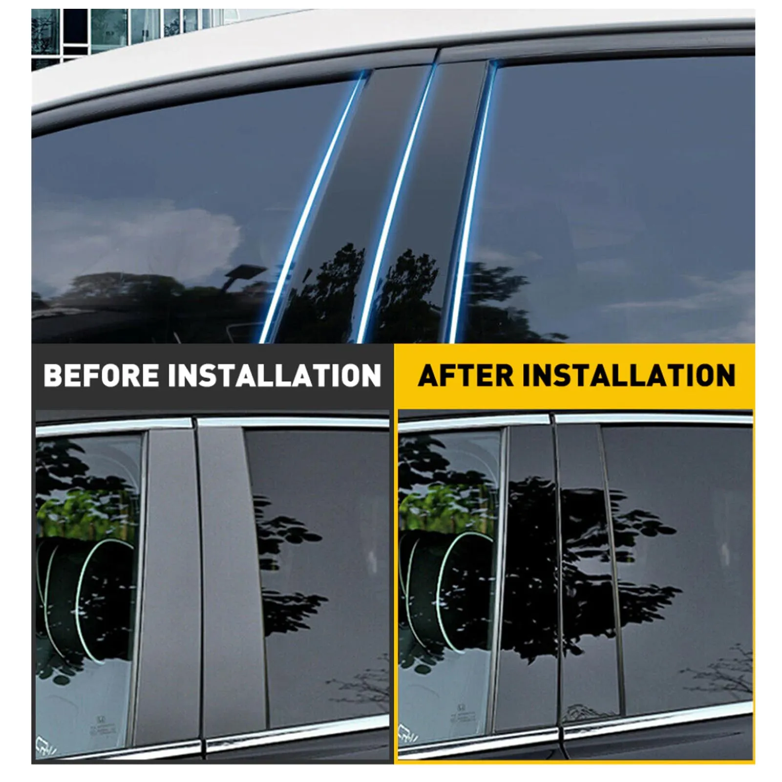 

6Pcs/Set Door Window Pillar Post Trim Decal Anti Scratch Glossy Black B Pillar Cover Sticker Replacement for Kia Forte 2009-2012