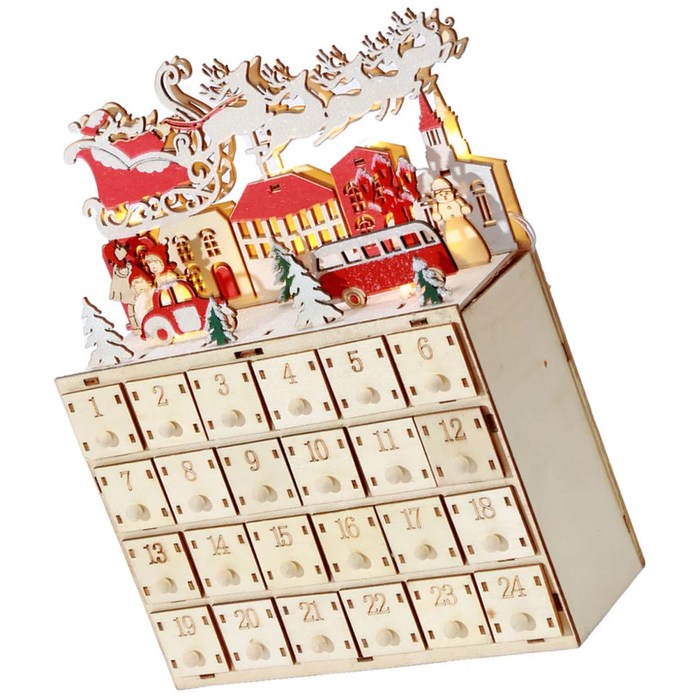 

Dinner Table Decor Christmas Calendar Ornaments Countdown Block Wood Gift Wooden Home Advent Tabletop Desk
