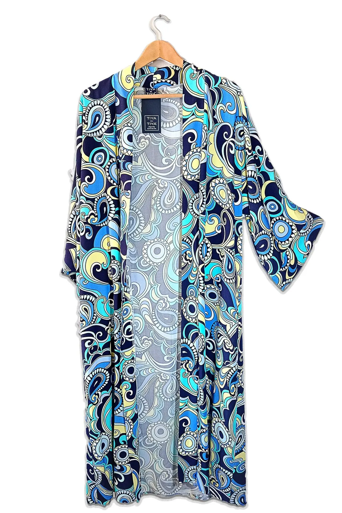 

Women's Kimono Patterned Blue Color Cotton Fabric Kimono Caftan Fashion Dressing Gown Gown Gown Bathrobe Dress Summer 2022