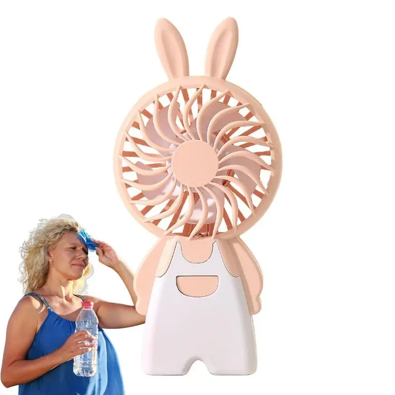 

Cute Desk Fan Handheld Fans Portable Rechargeable Cartoon Table Fan USB Cute Small Quiet Fan With Light For Home Table Desktop