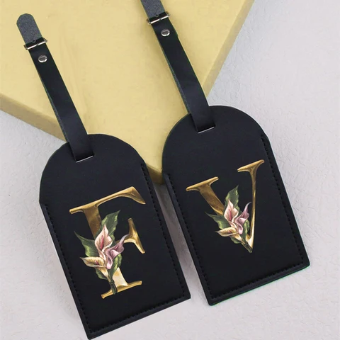 Начальный цветочный принт, женская багажная бирка из искусственной кожи, этикетка для чемодана, сумка для багажа, бирка для путешествий, аксессуары, подарок для нее