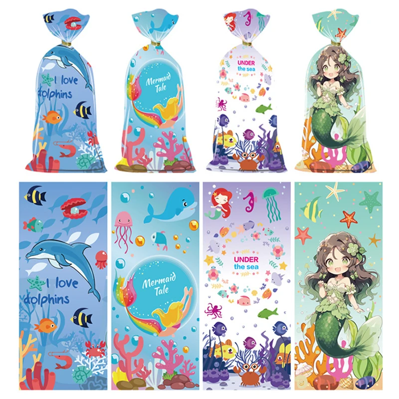 Пластиковые подарочные пакеты для конфет Meraid Tail 50 шт. упаковочные печенья Sea World