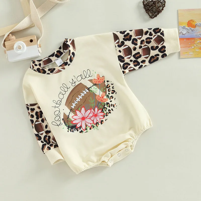 

Newborn Baby Girl Clothes Fall Winter Bodysuits Korean Rugby Letters Leopard Long Sleeves Jumpsuits Baby Items 0 to 18 Months