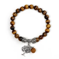 tree of life metal charm bracelet for female beads stretch style boho bracelet jewelry