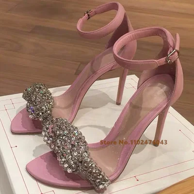 

Женские босоножки на высоком каблуке, Розовые босоножки с острым носком и ремешком с пряжкой на шпильке, Женская Классическая обувь