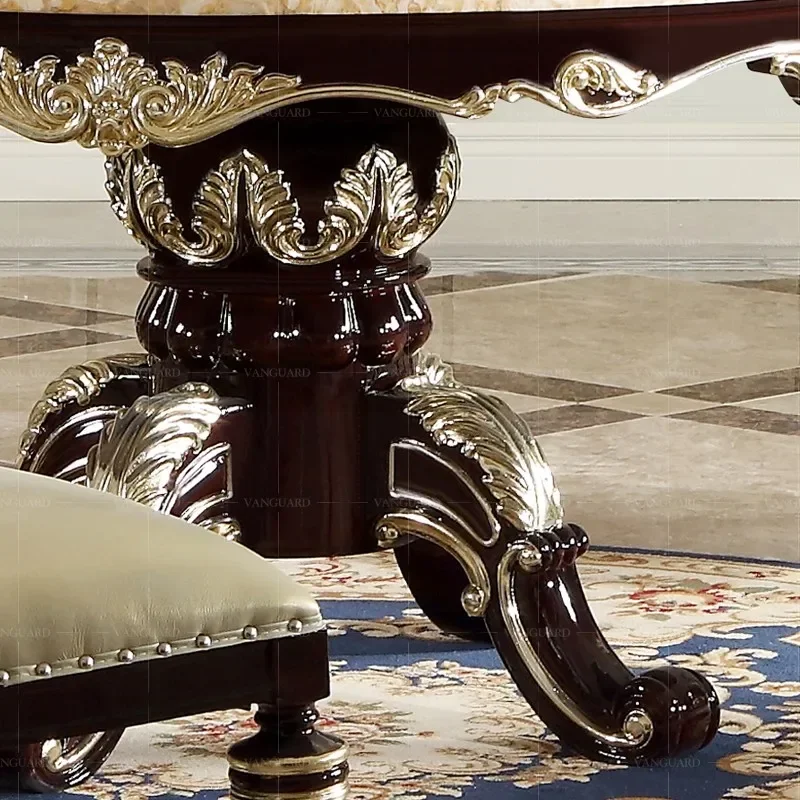 Комбинация стола и стула из европейского натурального мрамора круглый темный