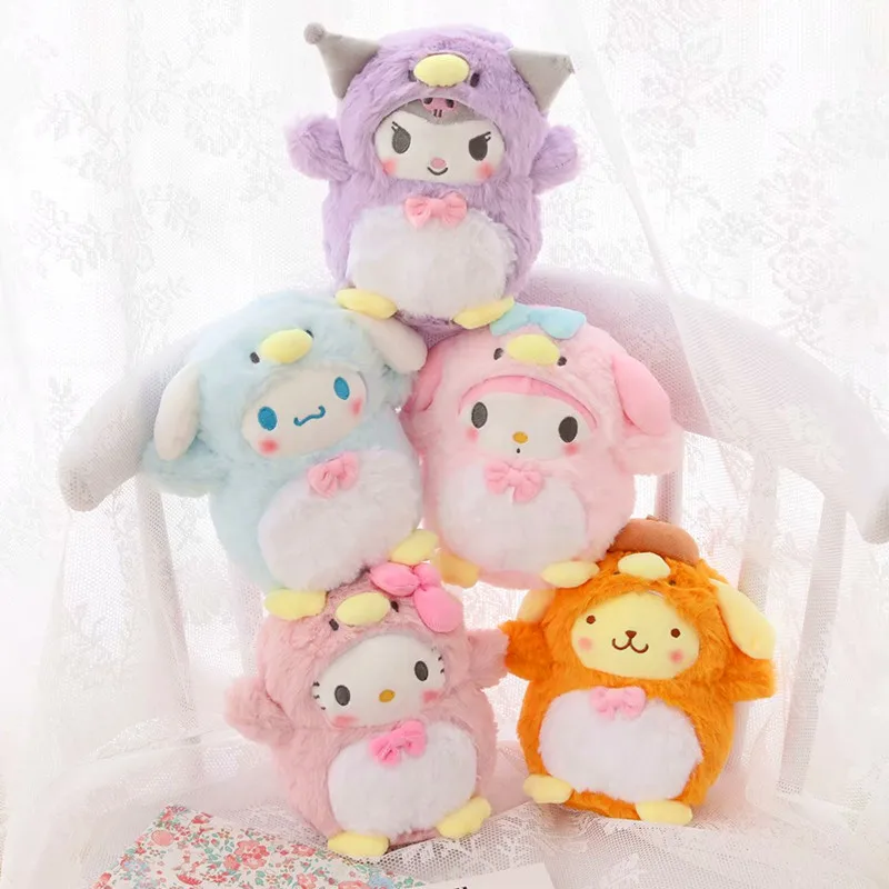 

10-13cm Sanrio Warm Ear Muffs Plush Dolls Kuromi Cinnamoroll Melody Pom Purin Kawaii Anime Toys Gifts Girl for Friends Childrens
