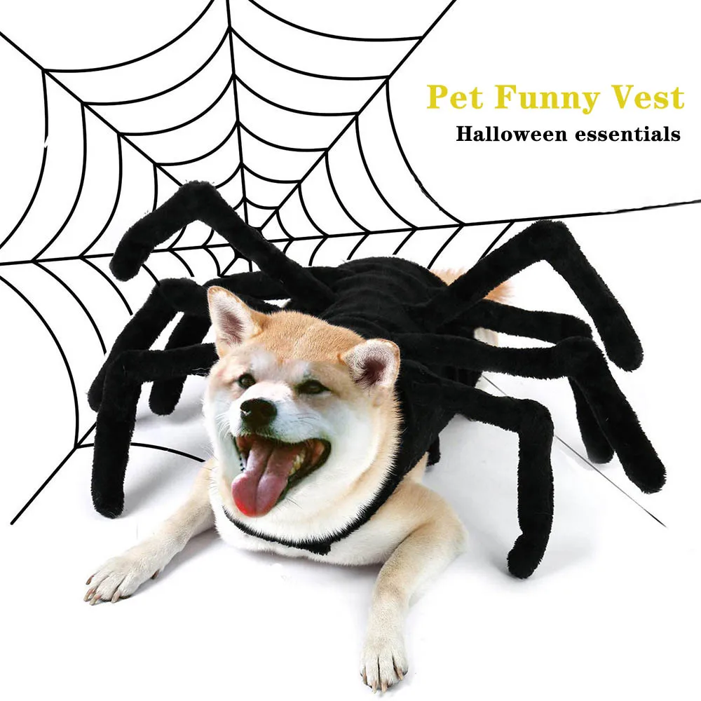 

Fashion Dog Clothes Halloween Spider Harness Vest Funny Dog Costume Pet Cosplay Hoilday Party Supplies Plush Chest Strap Clothin