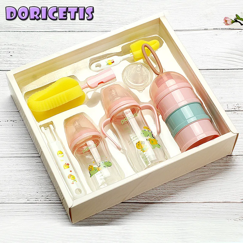 

Бутылочка для новорожденных стеклянная бутылка для молока с широким калибром, коробка для хранения еды с инструментами для очистки, Детска...