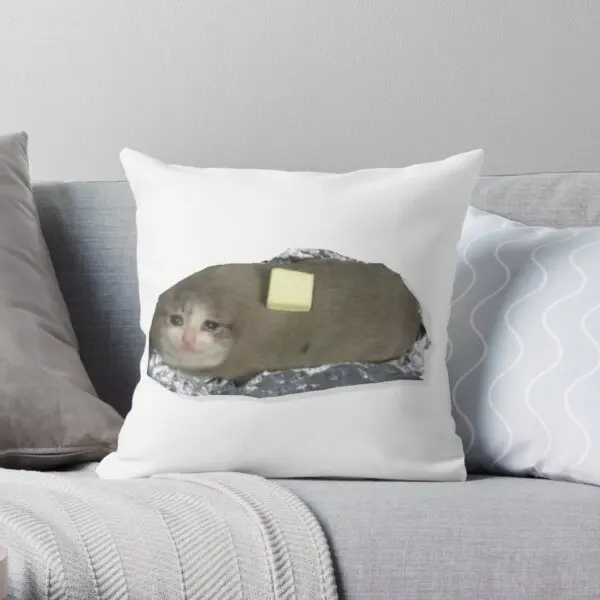 

Crying Baked Potato Cat Printing Throw Pillow Cover Waist Bed Fashion Cushion Decor Car Square Hotel Anime Pillows not include