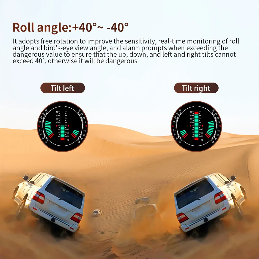 

GPS Compass Car HUD Display Slope Meter Balance Instrument Compass Altitude Instrument Off Road Horizontal Slope