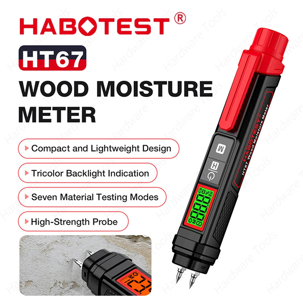 Цифровой измеритель влажности древесины HABOTEST HT67 бетона цемента кирпича с