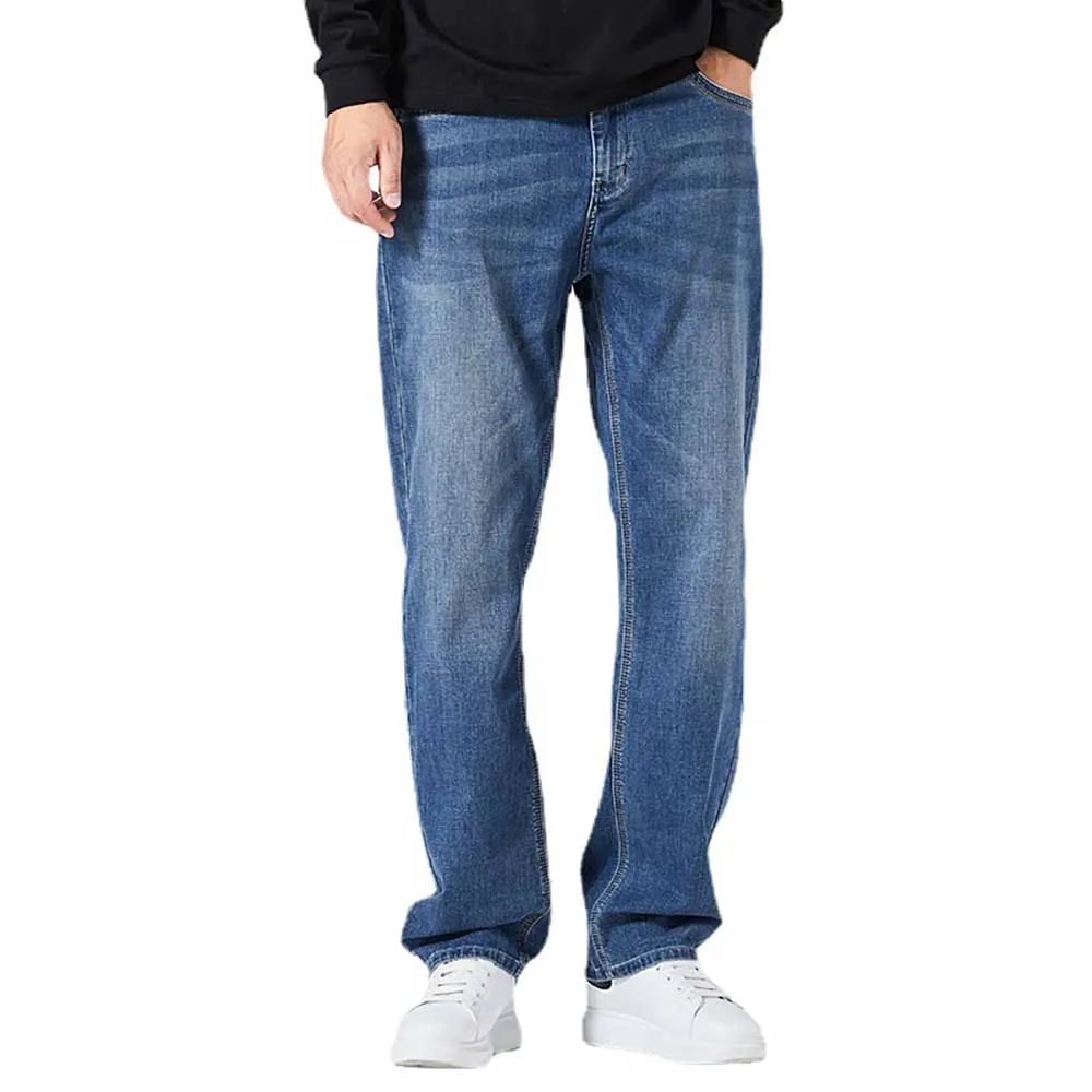 Spring Autumn Plus Size Loose Denim Pants Men's Casual Jeans Wide Leg Baggy Trousers Straight Streetwear Clothing