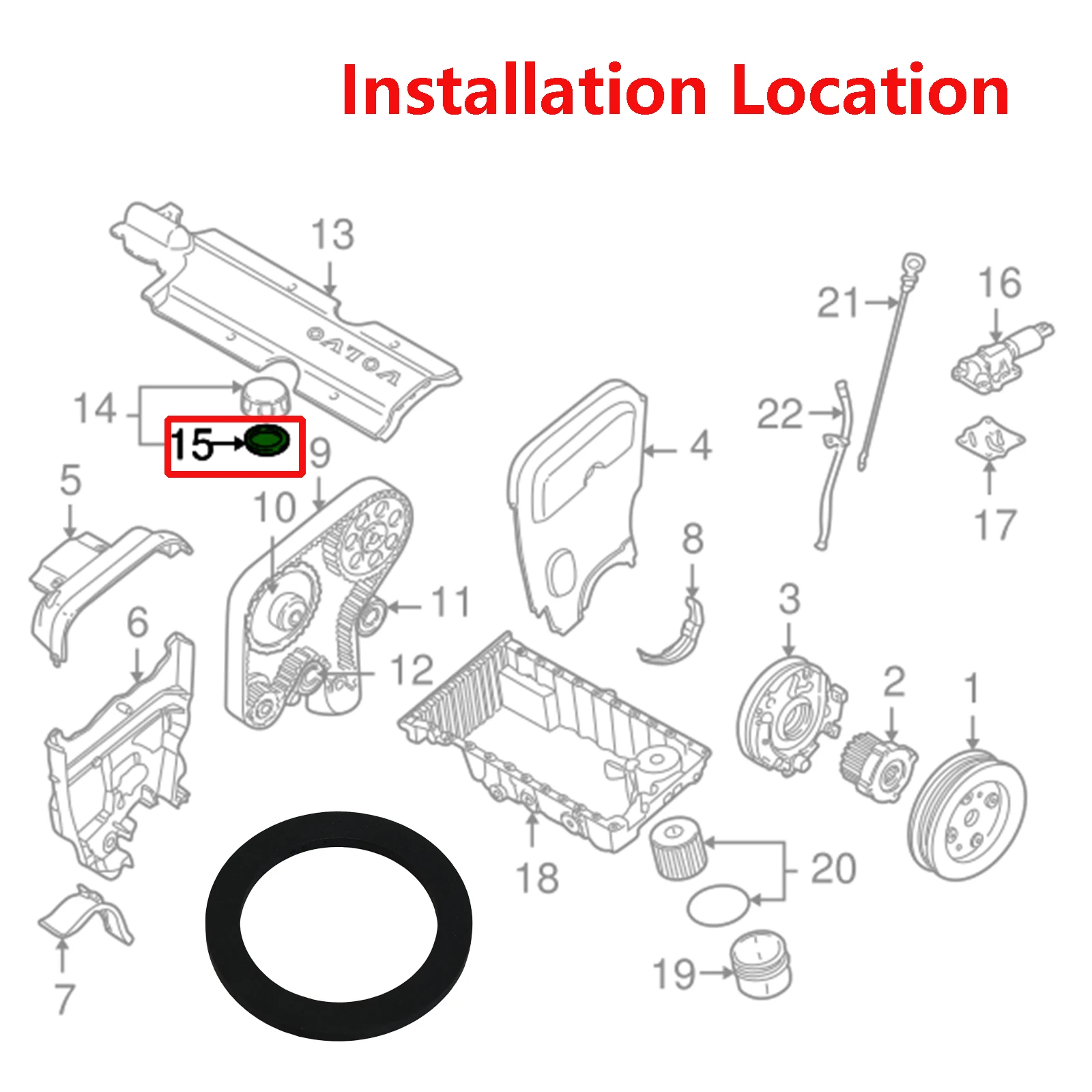 Прокладка крышки маслозаливной горловины автомобиля для Volvo S60 V70 XC70 XC90 C70 S40 S80 V40 S70