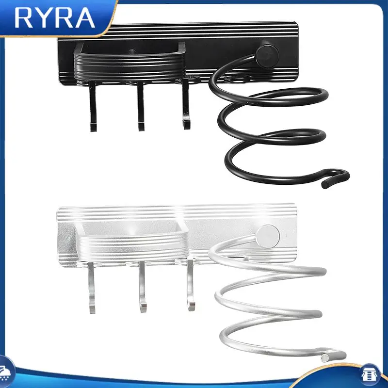 

Space Aluminum Bathroom Hook Hair Dryer Rack Wall-mounted Toilet Storage Tool Punch Installation Bathroom Accessories
