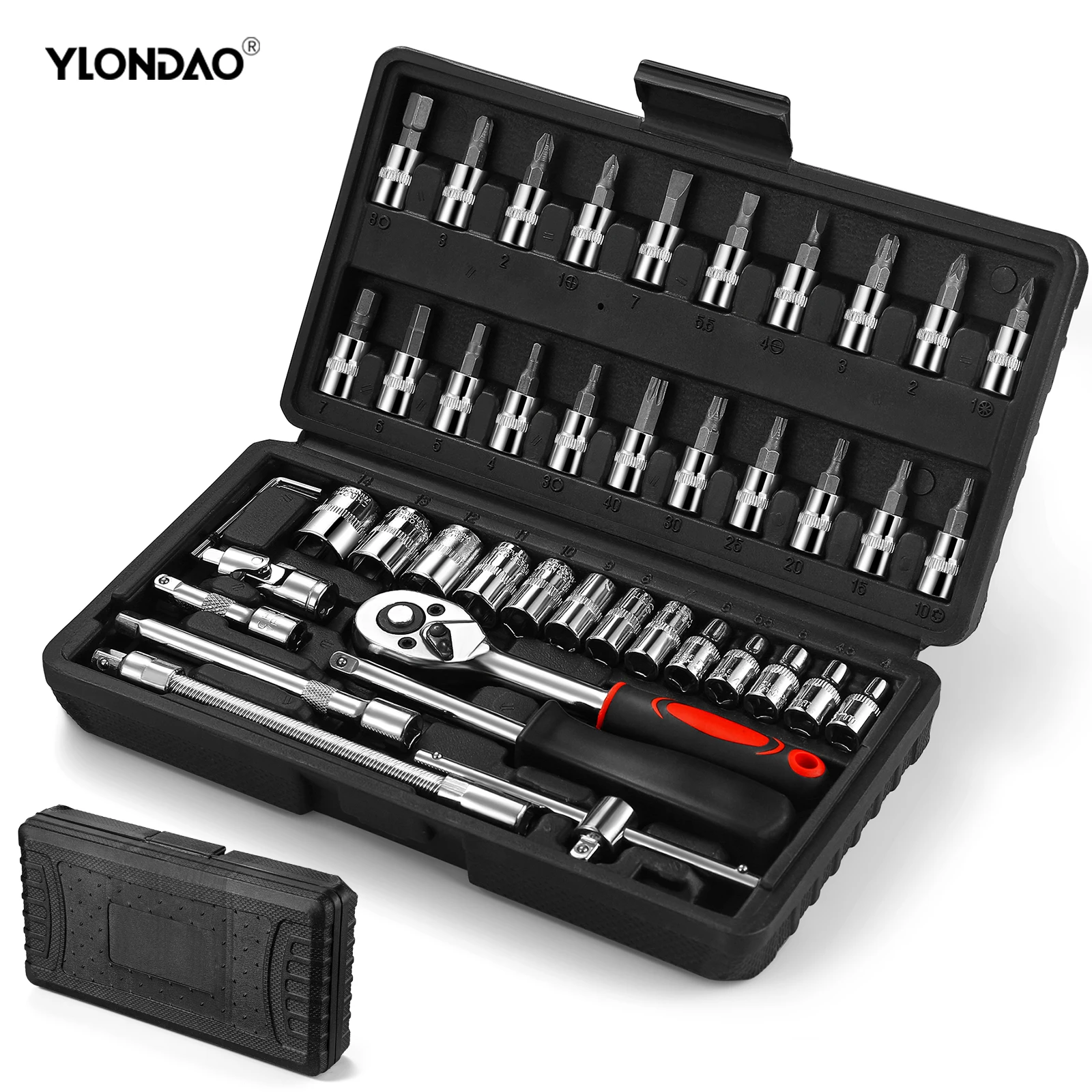 46pcs Car Repair Tool Set,1/4-Inch Socket Set,Ratchet Torque Wrench,Combo Tools Kit,Auto Repairing Tool Set.