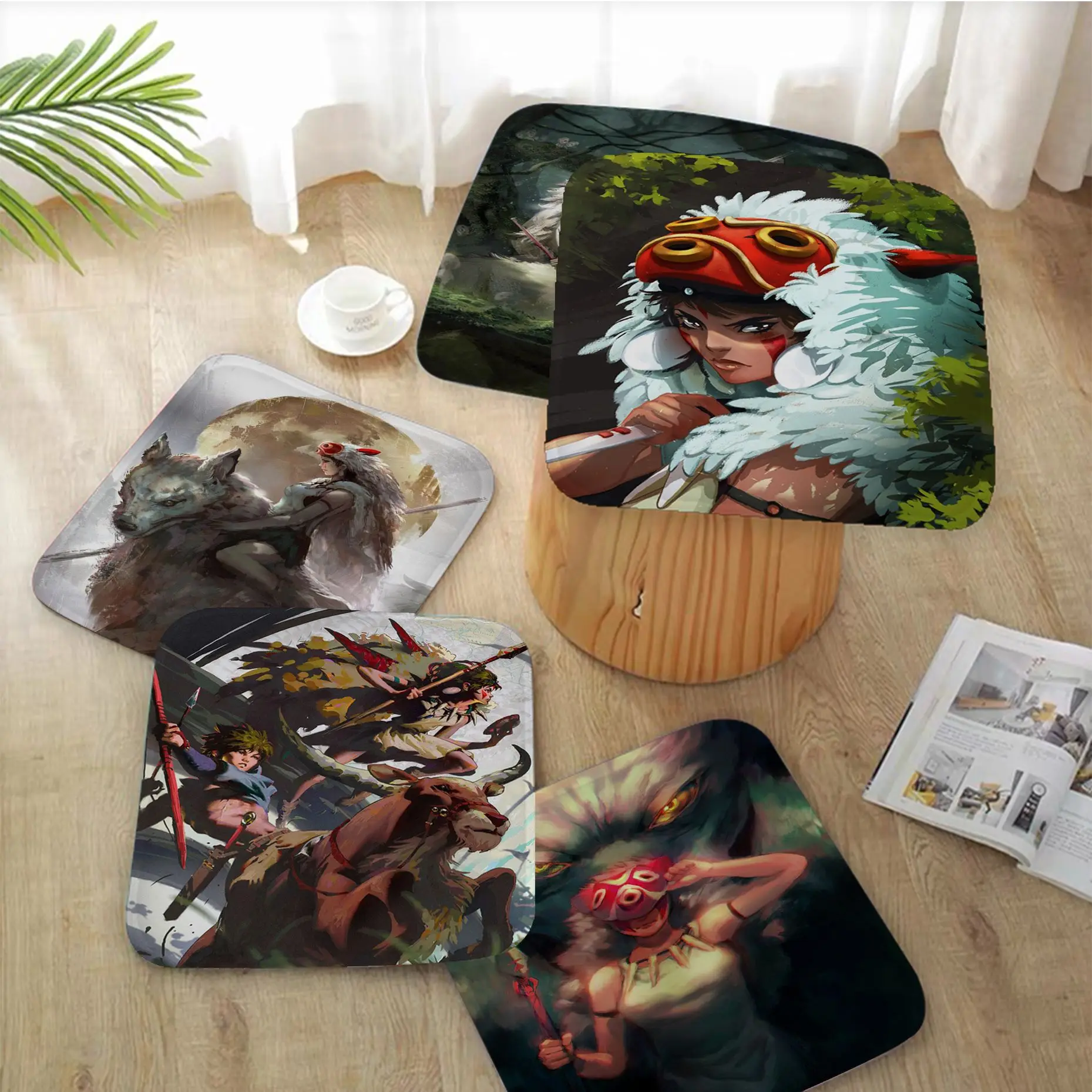 

Princess Mononoke Tie Rope Sofa Mat Dining Room Table Chair Cushions Unisex Fashion Anti-slip Cushions Home Decor