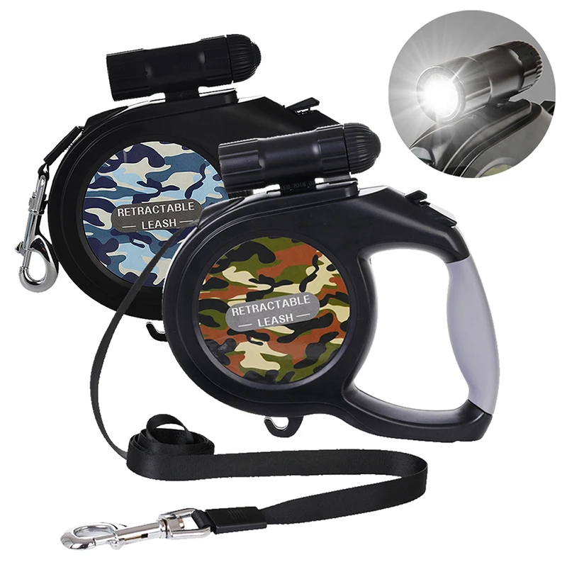

8m Automatic Retractable Large Dog Leash Camouflage LED Lighting Big Pet Walking Running Hiking Extending Rope Tow Retractor