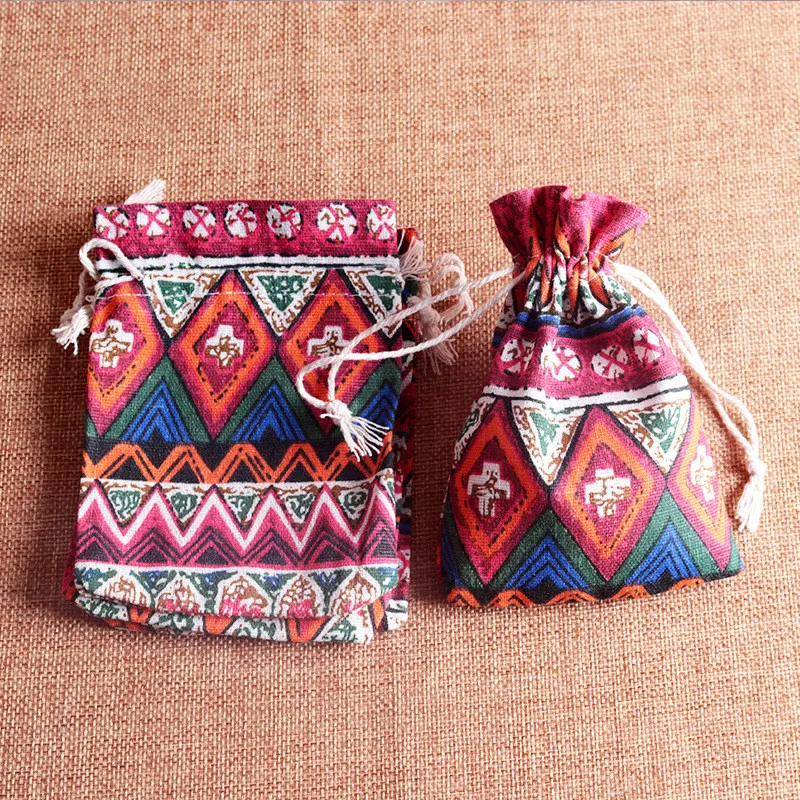 

Новинка, 20 шт./лот, хлопковые сумки с принтом в национальном стиле, подарочные сумки, детские сумки для дня рождения, конфетные Сумки на шнурк...