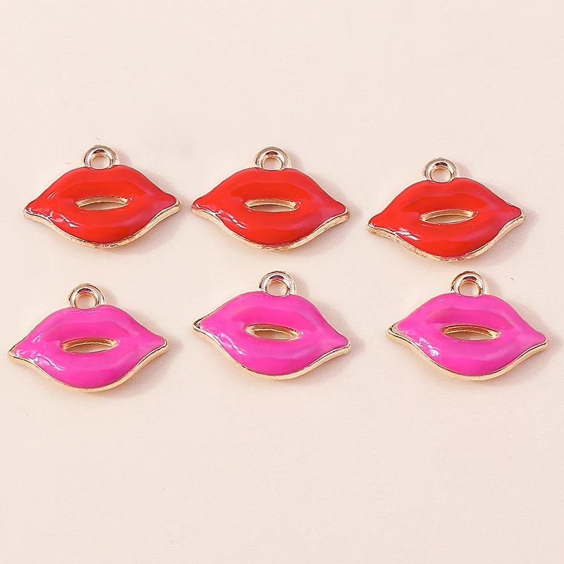

10pcs 10x13mm Cute Enamel Red Lip Charms for Jewelry Making DIY Drop Earrings Pendants Necklaces Handmade Bracelets Crafts Gifts
