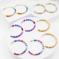 exaggerated c shape alloy beads fashion womens earrings macaron match color enamel beads geometric stud earrings jewelry