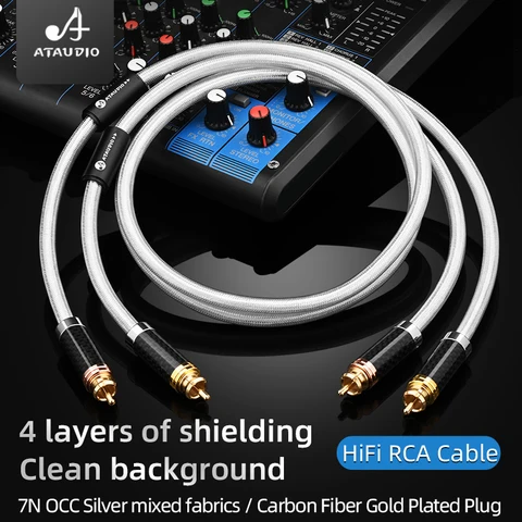 ATAUDIO HiFi RCA-кабель 7N OCC и серебрянный сердечник 2RCA