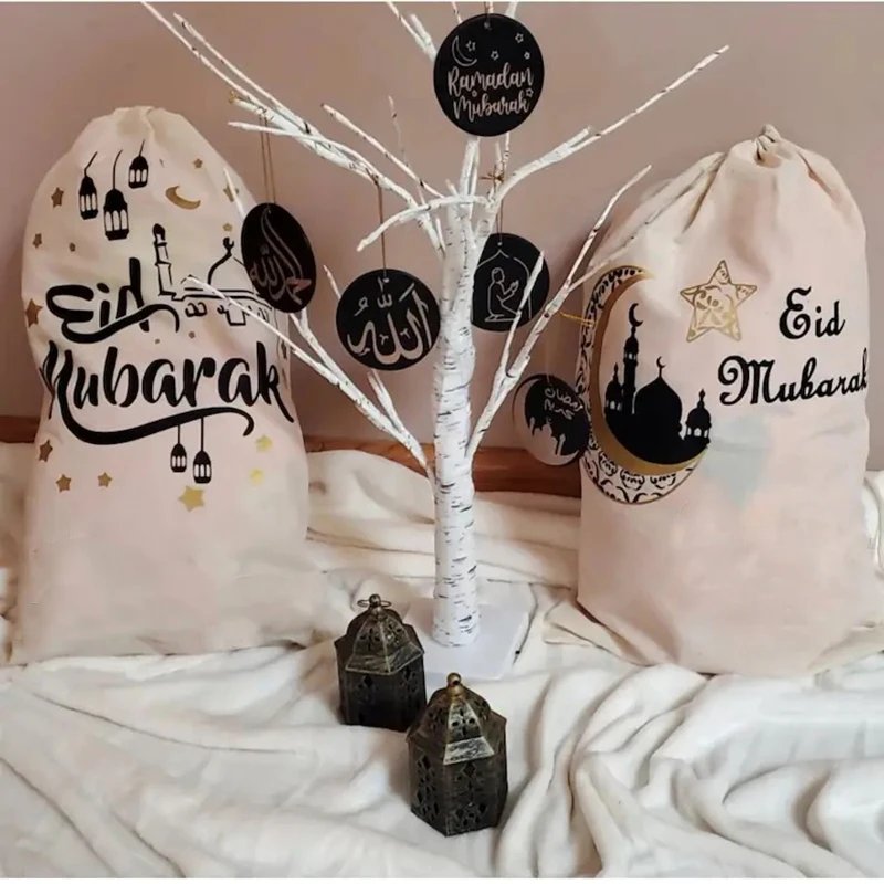 

Eid Mubarak sack Muslim Islamic Ramadan Kareem Iftar party Happy Al-Adha kid boy girl friend gift bag fireplace home decoration