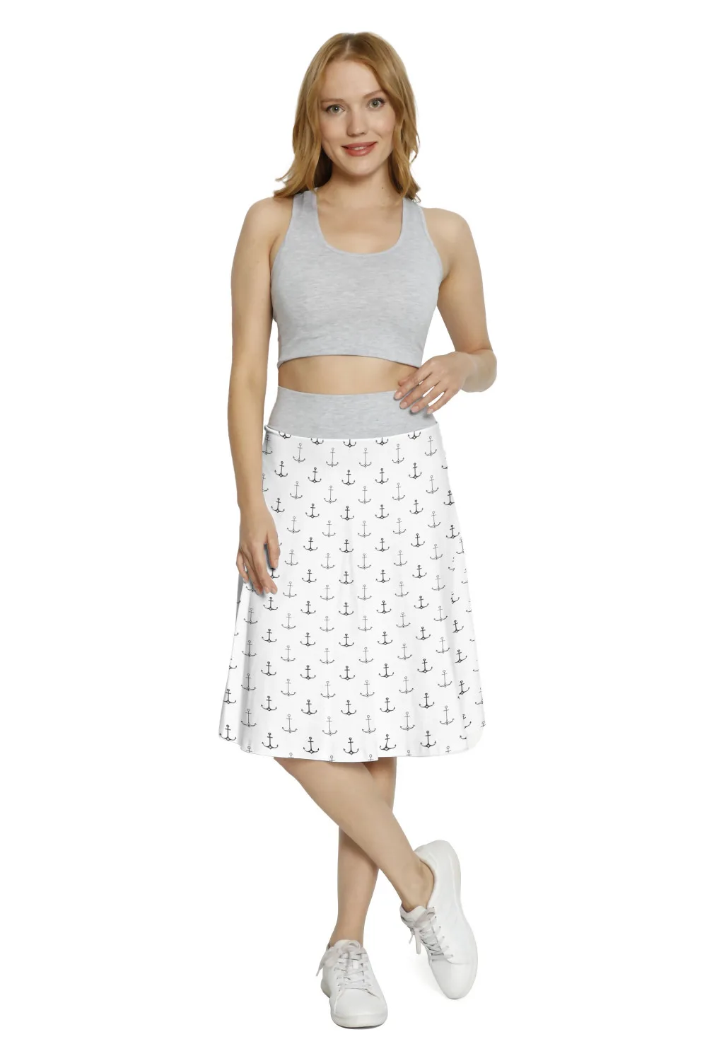 Юбка Женская средней длины с завышенной талией и принтом | одежда