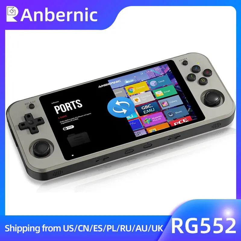 Портативная игровая консоль Anbernic RG552, 5,36 дюйма, IPS, сенсорный экран, видеоплеер, Встроенный Android 64g eMMC 5,1 PS1 RK3399 Linux