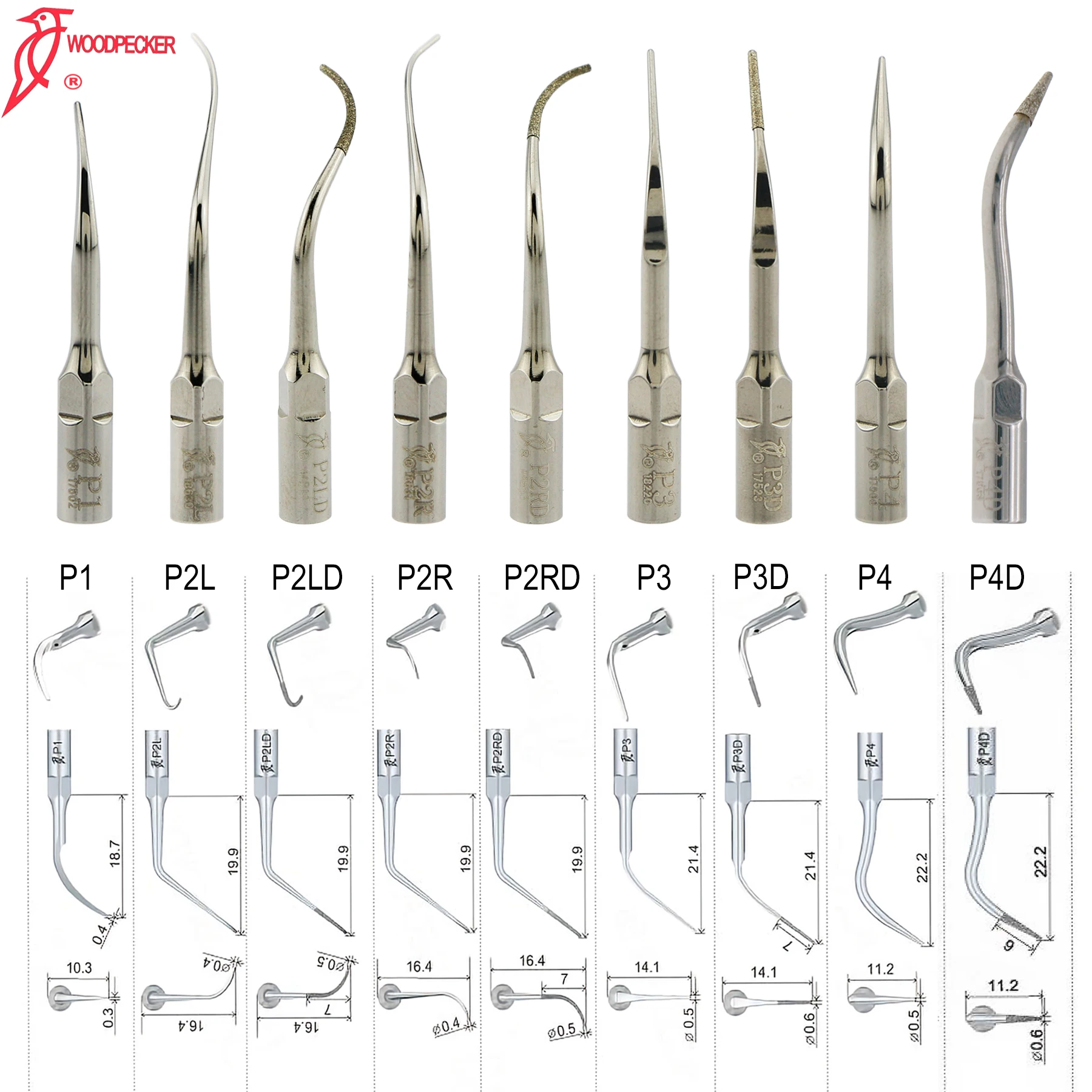 

Woodpecker Dental Ultrasonic Scaler Tip Scaling Endo Activation Root Canal Fit for EMS UDS Ultrasonic Scalers