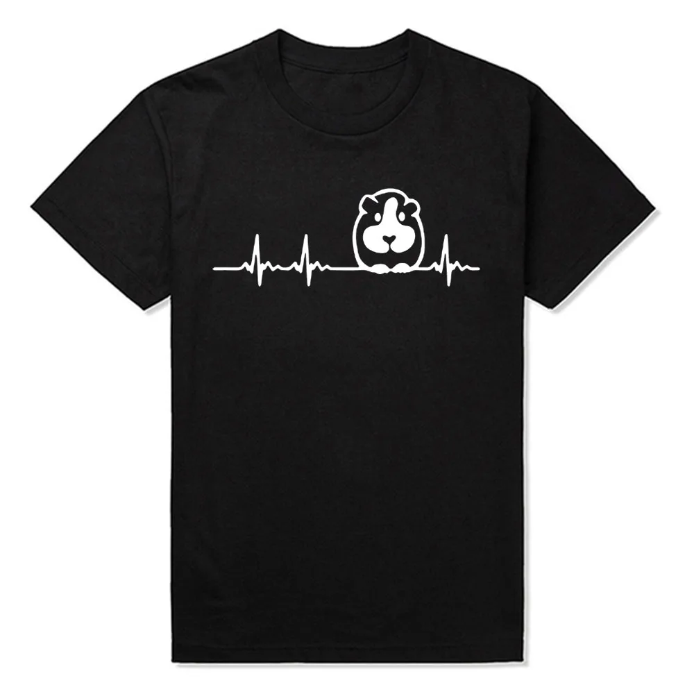 

Guinea Pig Heartbeat Custom Printed T Shirts Men's Short Sleeve Top Summer Fashion O-Neck T Shirt Cotton Funny Male Clothing