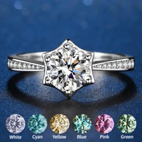 on sale moissanite ring for women 1 carat 6 5mm 2023 new trend s925 sterling silver blue green pink red yellow diamond jewelry