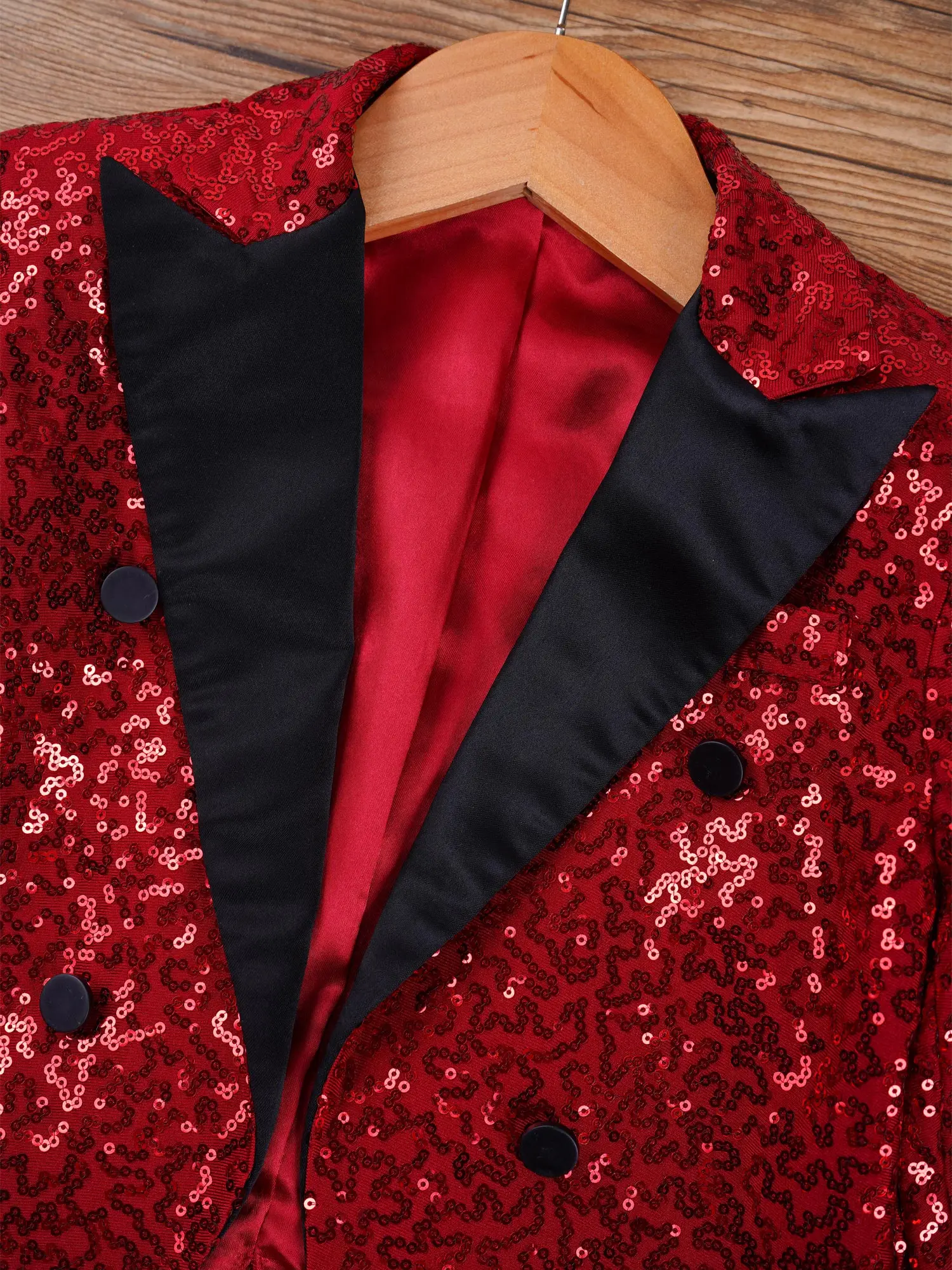 Kids Boys Sequin Long Sleeve Blazer Tuxedo Coat for Christmas Party Evening Dancing Prince Cosplay Magic Circus Show Performance images - 6