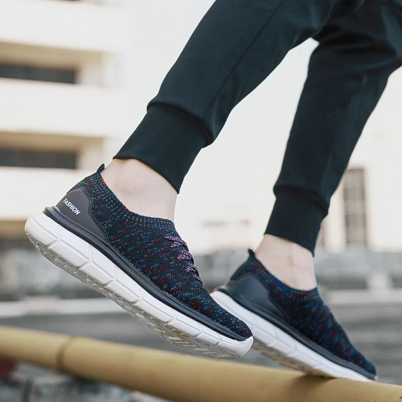 Summer Fashion Knit Slip-on Unisex Sock Sneakers Breathable Mens Running Shoes Comfortable Womens Casual Sports Shoes Size 36-45