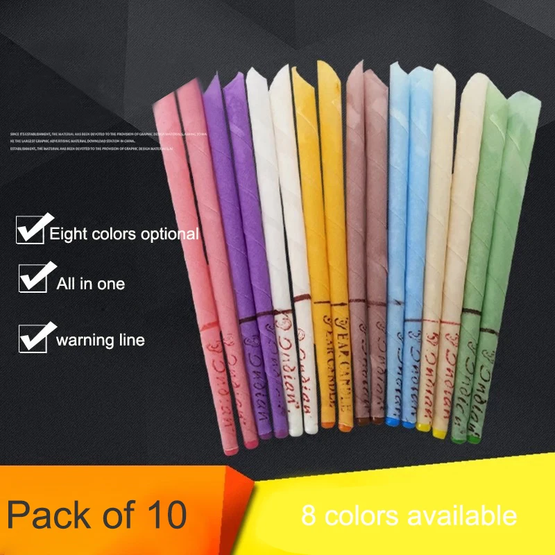 

10 шт. ушные свечи, воск для чистки ушей, натуральный пчелиный воск, прополис, Индиана, терапия, ароматическое освещение, релаксация